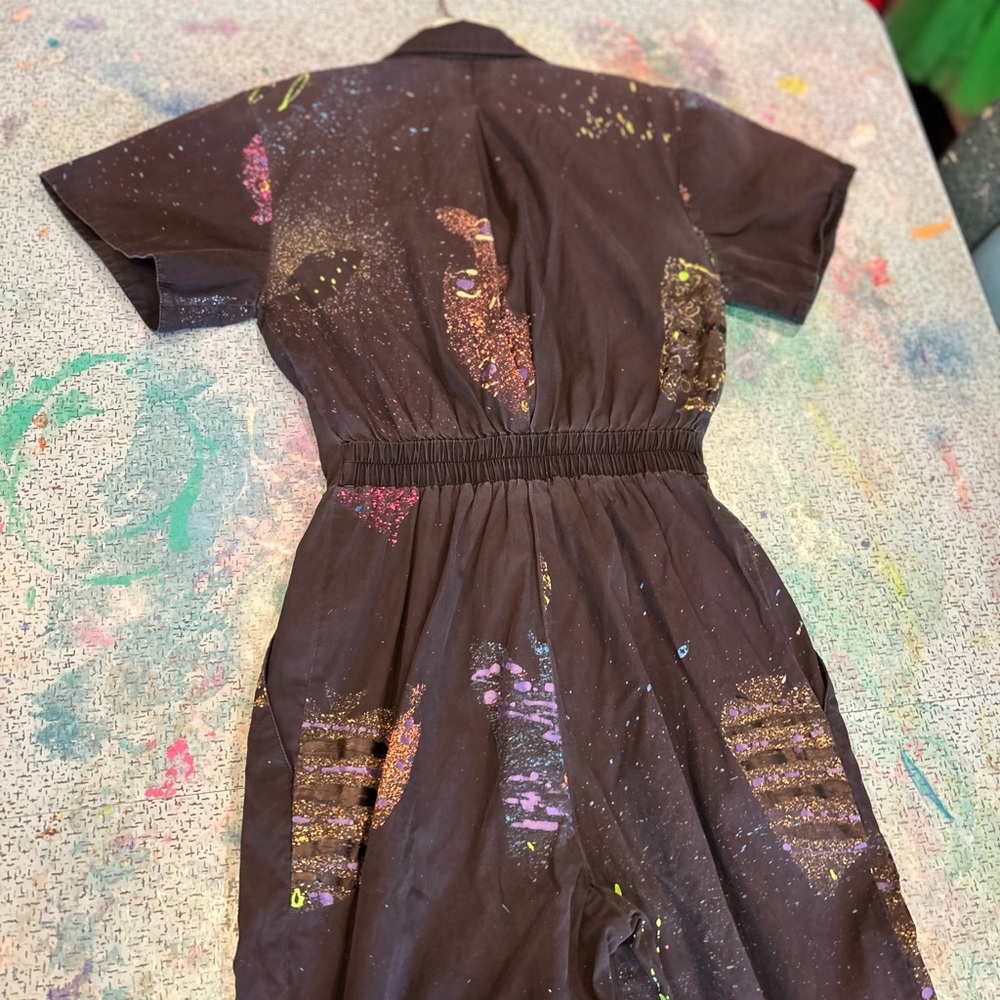 80s Splatter Paint Fish Jumpsuit - Picture 7 of 14